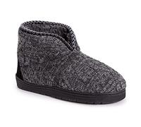 MUK LUKS Men's Mark Bootie Slippers, Grey Marl, S