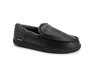 MUK LUKS Men's Moccasin-Black Slip-On Loafer, Black, 12.5