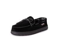 MUK LUKS Men's Paul Printed Berber Suede Moccasin Slipper, Black, 8 UK
