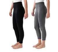 MUK LUKS Women's 2 Pack of Leggings Hosiery, Black/Grey, X-Large (Pack of 2)