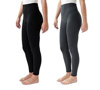 MUK LUKS Women's 2 Pack of Leggings Hosiery, Charcoal/Black, Small/Medium
