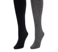 MUK LUKS Women's 2 Pair Pack Fleece Lined Leggings, Charcoal/Black, XL Plus