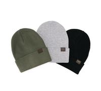 MUK LUKS Women's 3 Pack Beanie Hat, Sea Turtle/Grey Melange/Ebony, One Size (Pack of 3)