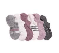 MUK LUKS Women's 6 Pack No Show Socks, Grey/Purple, One Size