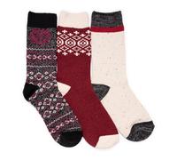 MUK LUKS Women's Boot Socks (3 Pair Pack), Black/Red, One size