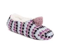 MUK LUKS Women's Cozy Ballerina Slipper with Sherpa Lining, Navy/Purple, One Size
