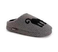 MUK LUKS Women's Novelty Punch Needle Grey Cat Slipper, Large UK