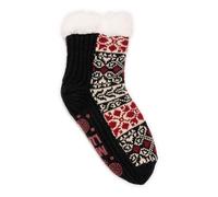 MUK LUKS Women's Pieced Cabin Sox (1 Pair Pack) Socks, Ebony, Small-Medium