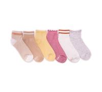 MUK LUKS Women's Set of 6 Dream Step Mini Crew Socks, Warm Tones, One Size