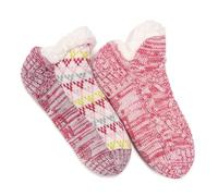 MUK LUKS Women's Shortie Cabin Sock (2 Pair Pack), Pink, L