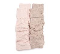 MUK LUKS Women's Tall Ribbed Microfiber Leg Warmers (2 Pair Pack), Candied Peach/Ivory Marl & Mocha Mousse Ivory Marl, One Size