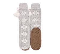 MUK LUKS womens Tassel Slipper Sock (1 Pair Pack), Grey, S-M