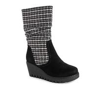 MUK LUKS Women's Vermont Stowe Boots, Houndstooth Black, 5 UK