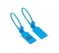 Muka 100 PCS Custom Plastic Security Seals Laser Printed Zip Ties with Tags Tamper Proof Cable Ties 6.6"-Blue