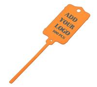 Muka 100 PCS Custom Reusable Tag Labels with Plastic Seals for Marking and Hanging Signs-Orange