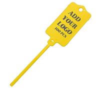 Muka 100 PCS Custom Reusable Tag Labels with Plastic Seals for Marking and Hanging Signs-Yellow