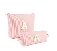 Muka Cosmetic Organizer, Monogrammed Travel Toiletry Bag for Women, Teens, Bridesmaid Present-Pink-O