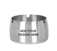Muka Custom Metal Ashtray Personalized Windproof Stainless Steel Ashtray, Elegant and Practical Office Present Idea Custom Present-Gray