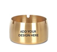 Muka Custom Metal Ashtray Personalized Windproof Stainless Steel Ashtray, Elegant and Practical Office Present Idea Custom Present-Gold