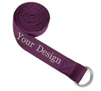 Muka Custom Yoga Stretch Strap Plum 8FT, Embroidery & Heat Transfer Cotton Workout Belt with Adjustable D-Ring Buckle