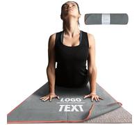 Muka Customize Yoga Mat Towel with Grip Dot, Non-Slip Grey Mat Towel Heat Transfer & Embroidery