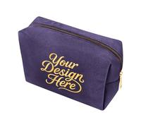 Muka Personalized Velvet Makeup Bag with Name Initial Logo, Custom Printed/Embroidered Velvet Jewelry Case-Purple Grey