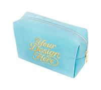 Muka Personalized Velvet Makeup Bag with Name Initial Logo, Custom Printed/Embroidered Velvet Jewelry Case-Turquoise