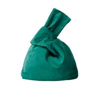 Muka Wrist Bag Velvet Knot Bag Japanese Style Knot Purse, Evening Pouch for Women- Green