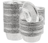 MUKCHAP 100 Pack Foil Pie Dish, 12x8.8x4.5cm Round Aluminum Foil Pie Tray Cases, Tin Foil Bowl Pan for Kitchen Baking, BBQ, Camping