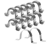 MUKCHAP 100 PCS M50 Stainless Steel Pipe Strap, 2 Inch 2 Hole Strap, U Bracket Tube Clip for Pipe Fixing Support, 50mm
