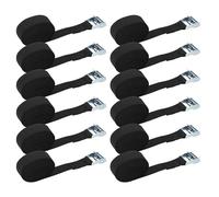 MUKCHAP 12 Pack 2m x 25mm Tie Down Lashing Straps, Adjustable Tensioning Belts Cam Buckle Tie Down Straps for Motorcycle, Luggage, Black