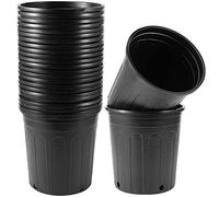 MUKCHAP 15 Pack 17cm Plastic Nursery Plant Pots, Black Plastic Plant Pots Flower Pots for Succulents, Cuttings, Transplanting (3.7 Litre)