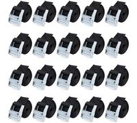 MUKCHAP 20 Pack Tie Down Lashing Straps 0.8 m x 25 mm, Adjustable Black Tensioning Belts, Cam Buckle Tie Down Straps for Motorcycle, Luggage