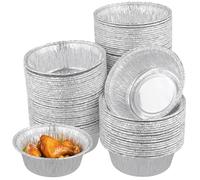 MUKCHAP 200 Pack Foil Pie Dishes 5 inch, Round Foil Cases 12x8.8x4.5cm, Aluminum Pie Pans for Kitchen Baking, BBQ, Camping