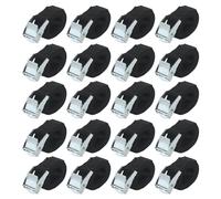 MUKCHAP 20pcs 1m x 25mm Black Tie-Down Lashing Straps, Cam Buckle, Adjustable for Trucks, Motorcycles, Bicycles, Boats