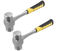 MUKCHAP 2PCS 1.46kg/3lbs Club Hammers, High Carbon Steel Lump Hammers with Yellow Black PPR Handle for Gardening, Camping, Rock