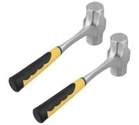 MUKCHAP 2PCS 1.9kg/4lbs Club Hammers, High Carbon Steel Lump Hammers with Yellow Black PPR Handle for Gardening, Camping, Rock