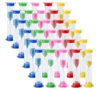 MUKCHAP 30 PCS 1 Minute Sand Timer - 5 Colors Sandglass Clocks, Plastic Hourglass Timer for Home Office - Yellow, Red, Blue, Green, Pink