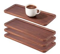 MUKCHAP 4 Pcs Wood Serving Tray, Rectangular Wooden Platter Boards for Food Display and Fruit, 29x10.6x1.5 cm