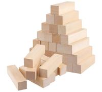 MUKCHAP 50 PCS Basswood Blocks, 10x2.5x2.5cm Smooth Blank Blocks, Unfinished Wood Squares for DIY Crafts, Ornaments, Engraving, Painting