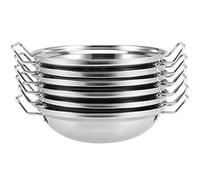MUKCHAP 6 Pack 22cm Balti Serving Dishes, Indian Food Curry Serving Karahi Dishes, Stainless Steel Balti Bowl with Handle, Silver