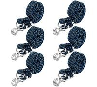 MUKCHAP 6 PCS 2m x 3cm Flat Bungee Cords with Hooks, Adjustable Elastic Bungee Straps for Luggage Moving, Tie Down, Camping