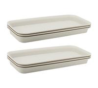 MUKCHAP 6 PCS 36.5 x 14 x 3cm Rectangular Plant Drip Tray, Rectangular Plastic Plant Saucers, Beige Flower Pot Planter Drip Trays, Top Size in 39.5 x 17cm