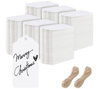 MUKCHAP 600PCS 9 x 4.5cm White Gift Tags, Kraft Paper Tags with String, Blank Paper Price Labels Tag for Wedding Gift Favors, Home Decorations