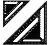MUKCHAP 7 Inch and 12 Inch Triangle Ruler, High Precision Aluminium Alloy Triangle Ruler, Black Square Protractor Layout Measuring Tool for Engineer Carpenter