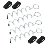 MUKCHAP Set of 4 30cm Trampoline Anchor Kit with Round Head, Tie Down Kit with Straps, Galvanized Spiral Ground Anchor Set for Sheds, Swings, Tents