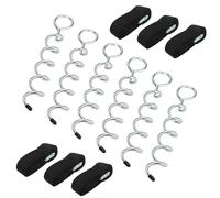 MUKCHAP Set of 6 31cm Trampoline Anchor Kit with Round Head, Galvanized Spiral Ground Anchor Set with Stakes and Straps for Sheds, Swings, Tents