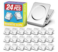 MUKFIRM 24 Pack Large Magnetic Clips Heavy Duty, Strong Magnet Clips for Notes and Photos, Magnetic Clip for Organization, Chip Clip Magnets for Whiteboard, Fridge, Classroom, Cruise Cabins, Office
