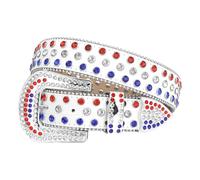 MUKINGBELTS Western Plastic Buckle Rhinestone Belt for Men & Women - Bling Crystal Studded Cowboy Leather Belt