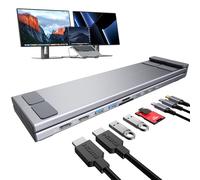 Mukiya USB C Docking Station Dual Monitor, 9 in 1 Laptop Stand with 2 HDMI | Laptop Dock Stand with 4K@60Hz HDMI, 2*USB 3.0, 100W PD, USB-C 3.0, SD&TF Universal Dock Station for Acer/Dell XPS/HP/Mac